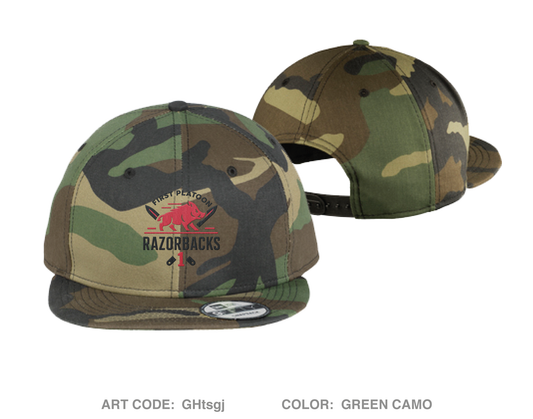 1st PLT, B CO Embroidered New Era Flat Bill Snapback Cap - GHtsgj