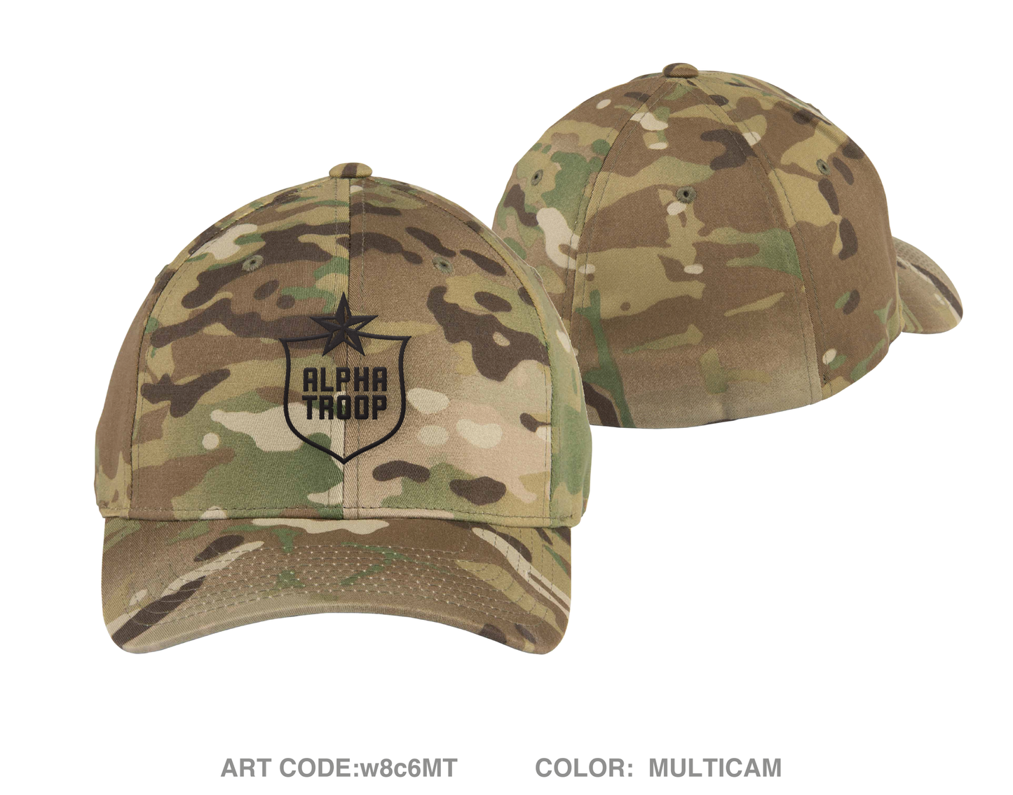 A Troop 1|124th Cavalry Reg Embroidered Flexfit Cap - w8c6MT