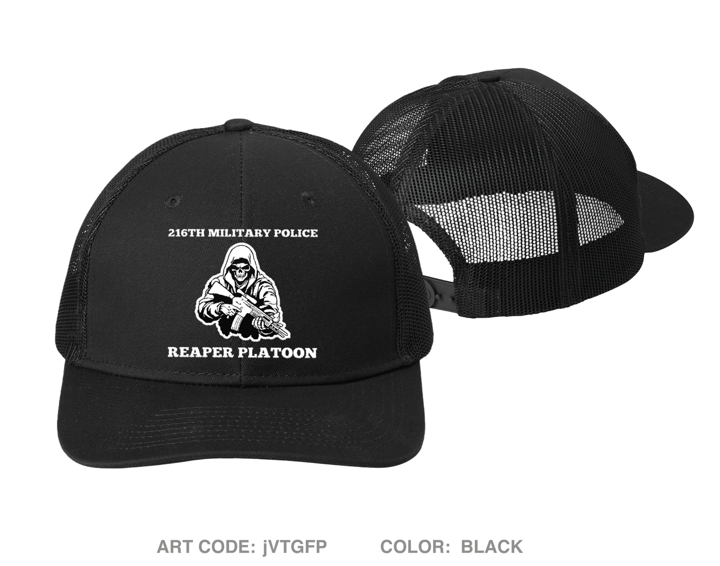 1st PLT, 216th MP CO Embroidered Snapback Trucker Cap - jVTGFP