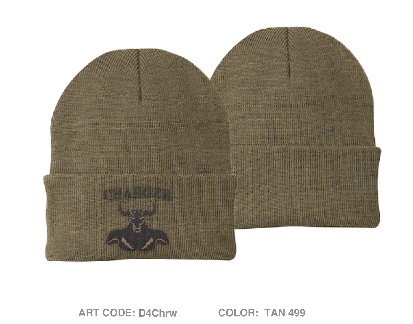 Charger Company 1-5 IN Fundraising Collection Embroidered Knit Beanie - D4Chrw