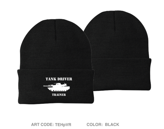 Tank Driver Trainer Embroidered Knit Beanie - TEHpVR