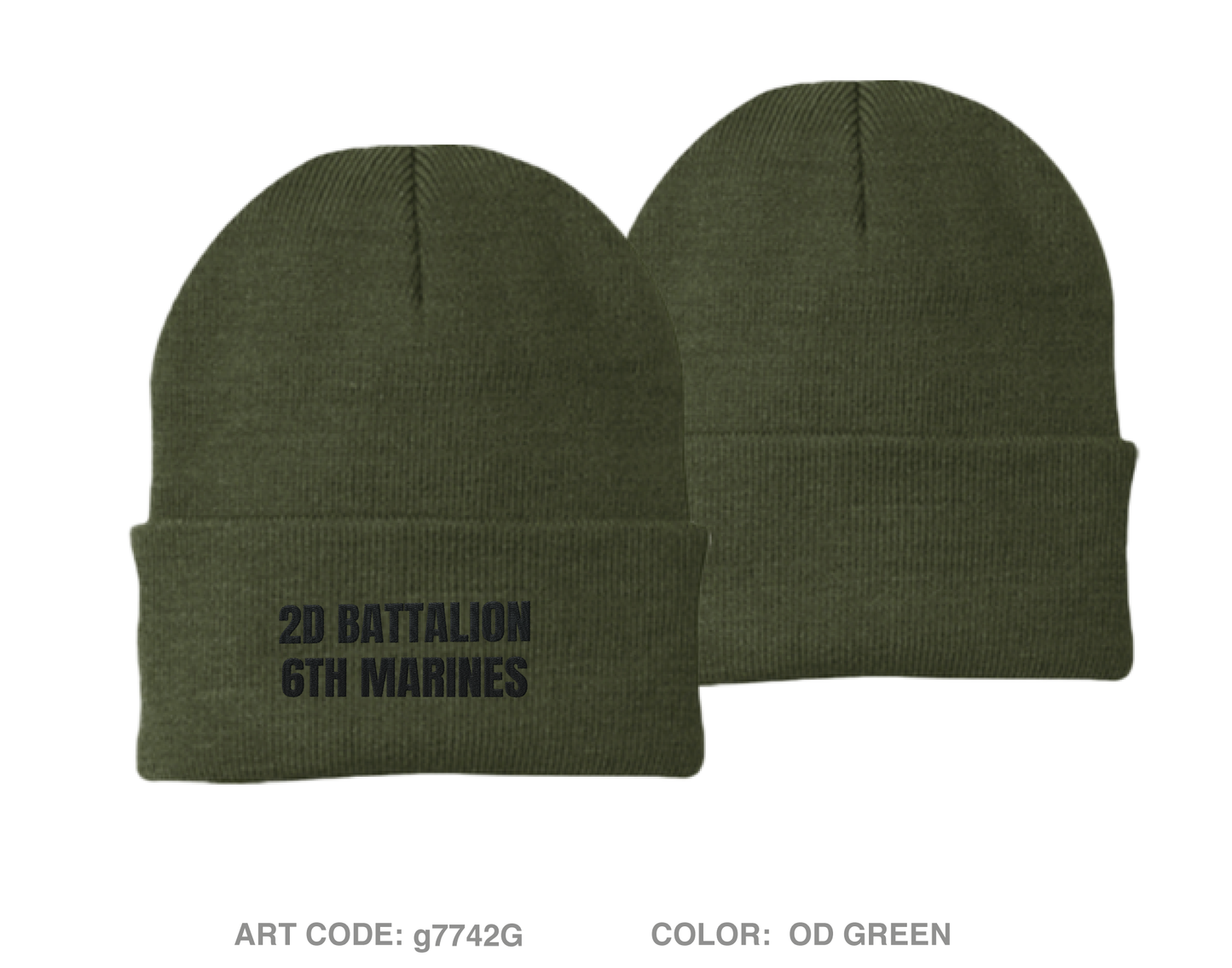 2D Battalion 6th Marines Embroidered Knit Beanie - g7742G