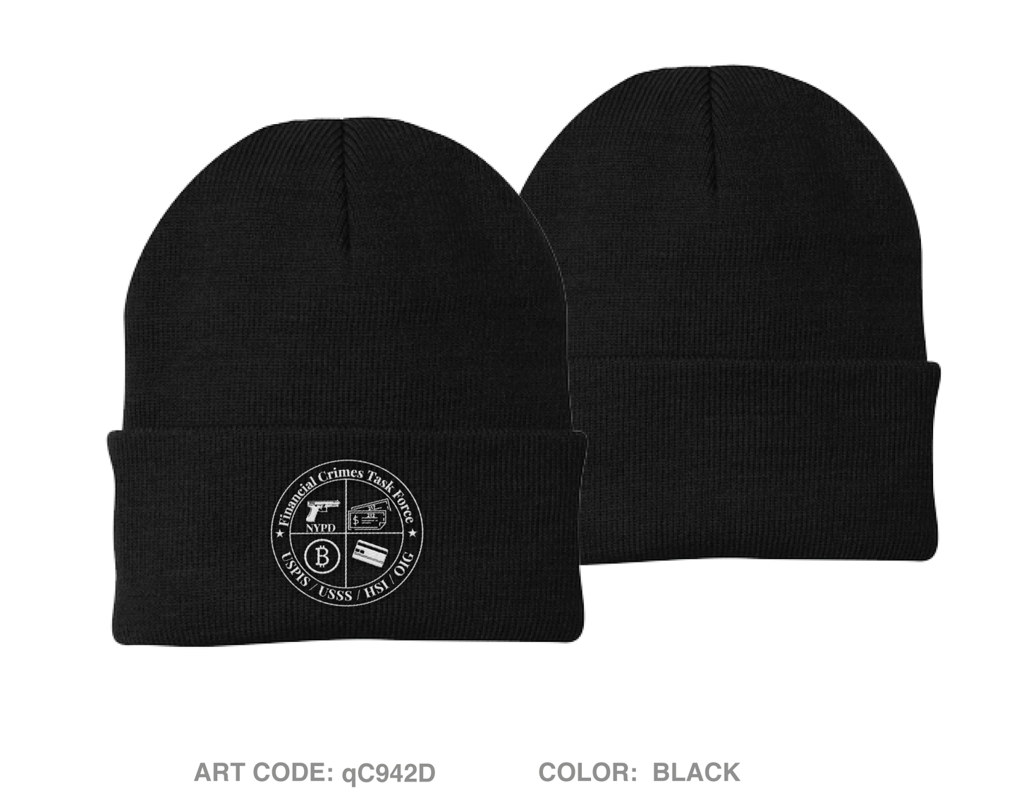 Financial Crimes Task Force Embroidered Knit Beanie - qC942D