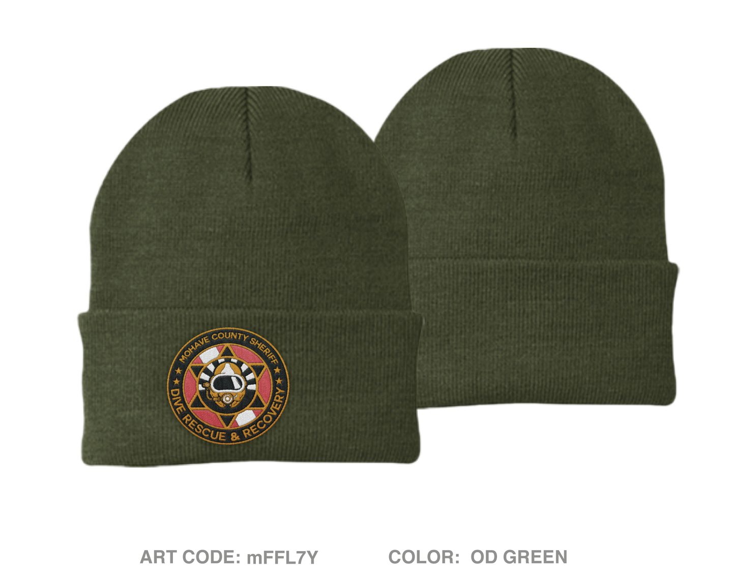 Mohave County Sheriff's Office Dive Rescue Team Embroidered Knit Beanie - mFFL7Y
