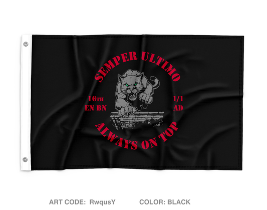 16th Engineer Battalion, 1-1AD Wall Flag - RwqusY