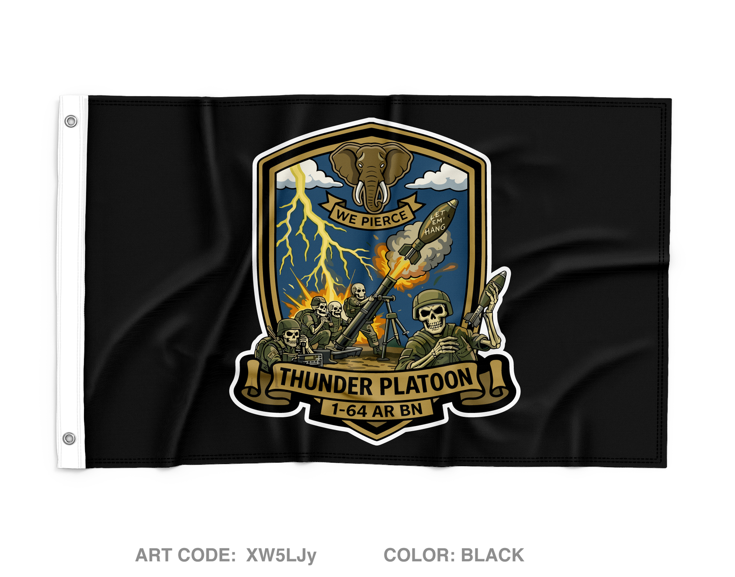Thunder Platoon, 1-64AR BN Wall Flag - XW5LJy