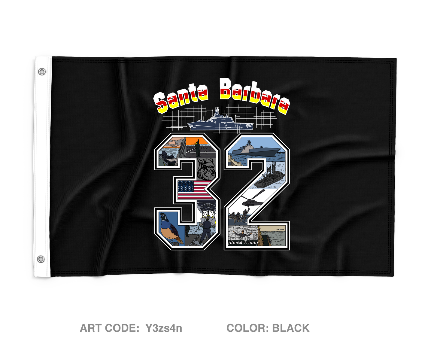 LCS 32 (Gold)  Wall Flag - Y3zs4n