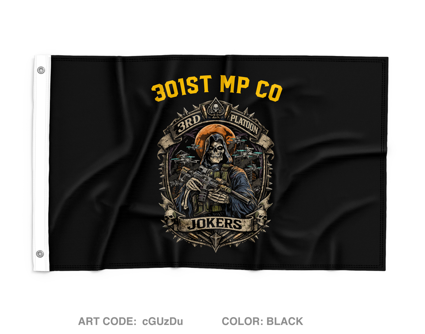 301st MP CO / 3rd PLATOON JOKERS Wall Flag - cGUzDu