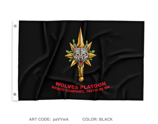 Wolves Platoon, Bravo Company 305th MI BN Wall Flag - paVVwA