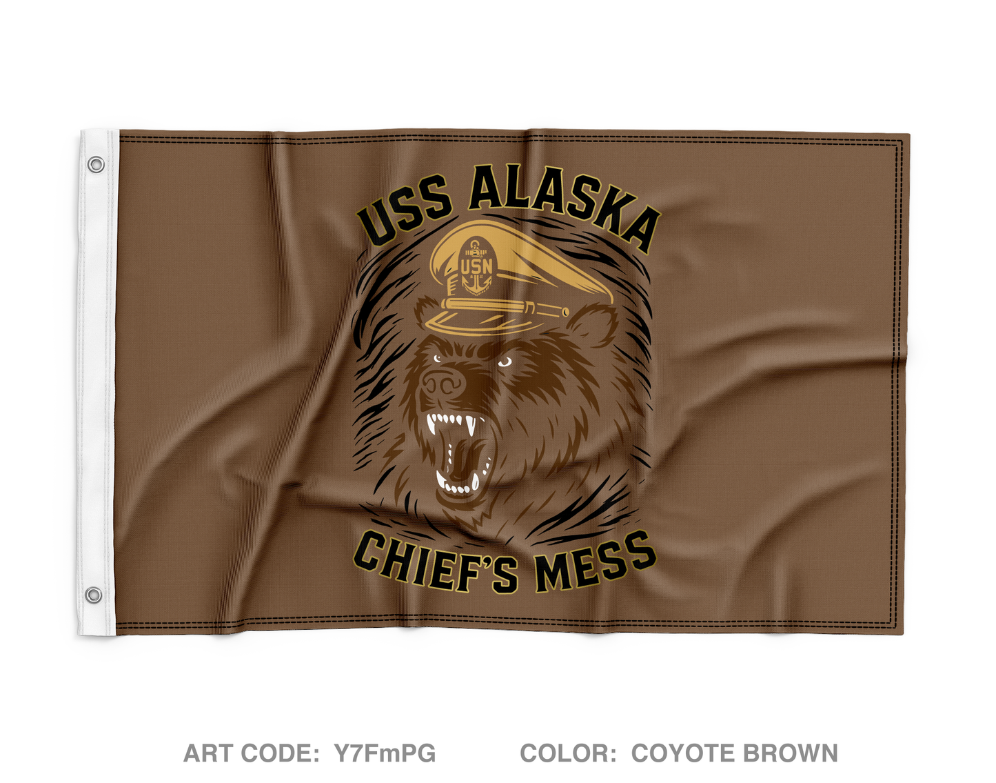 USS Alaska Gold CPOA Wall Flag - Y7FmPG