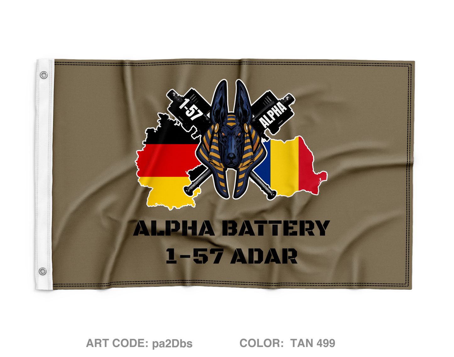 1st platoon, Alpha battery, 1-57 ADAR Wall Flag - pa2Dbs