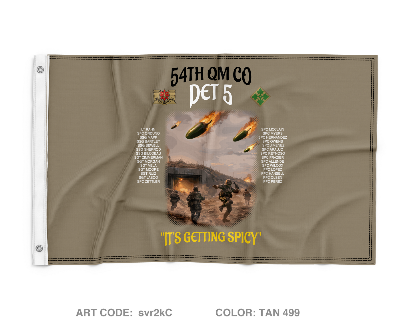 54th QM CO DET 5 Wall Flag - svr2kC