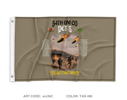 54th QM CO DET 5 Wall Flag - svr2kC