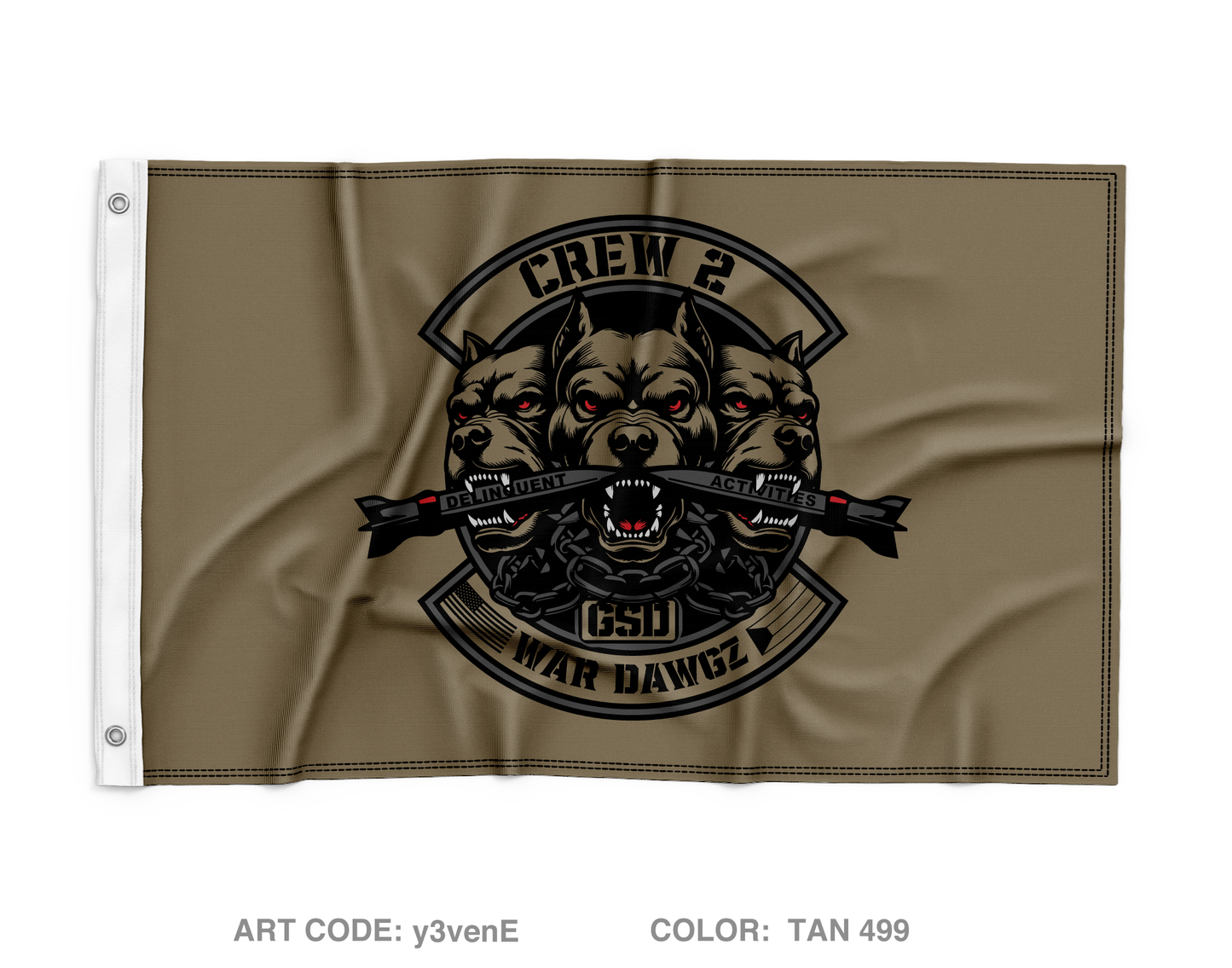 B 1-44 Crew 2 War Dawgz Wall Flag - y3venE