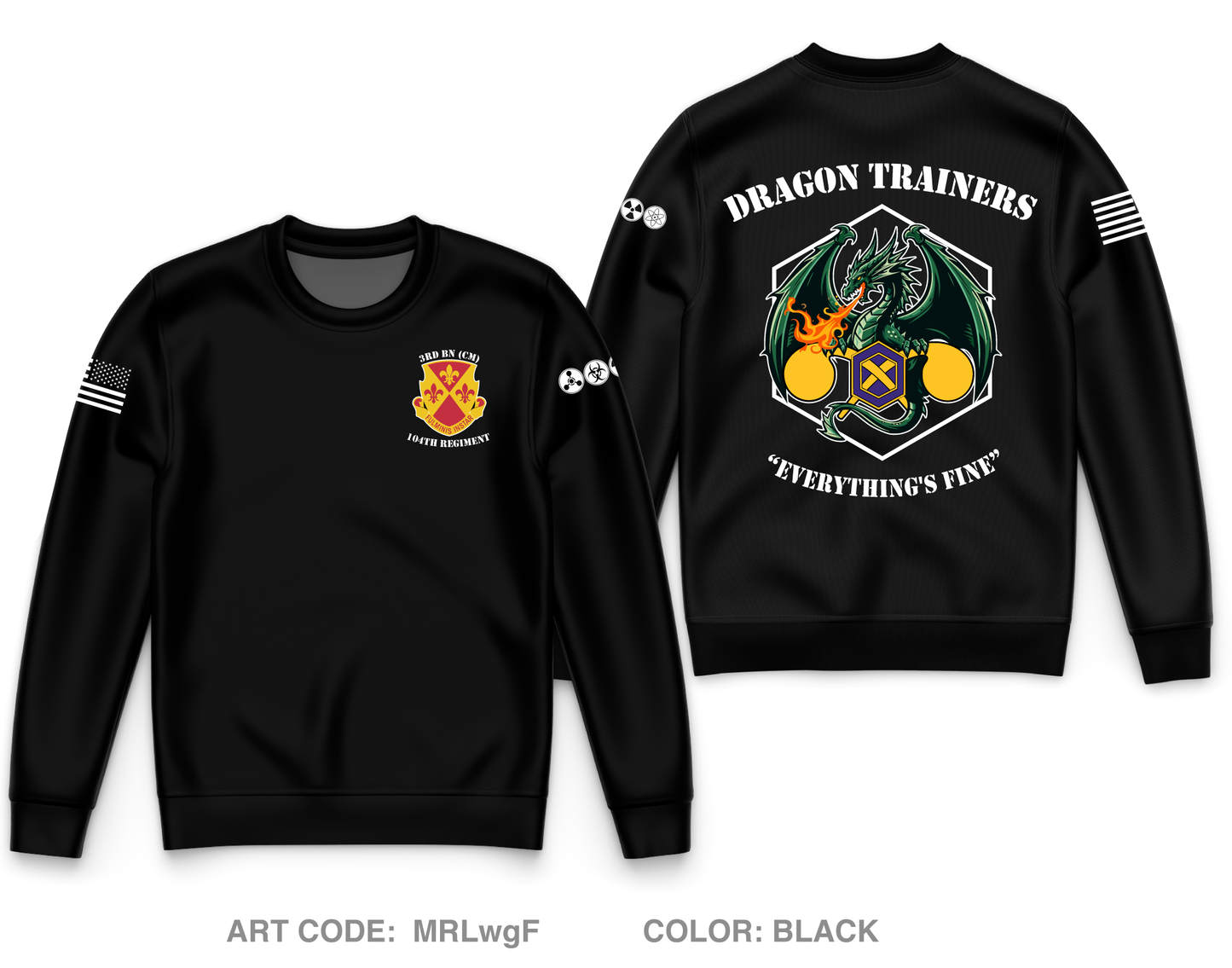 3BN, 104th Regiment Core Men's Crewneck Performance Sweatshirt - MRLwgF