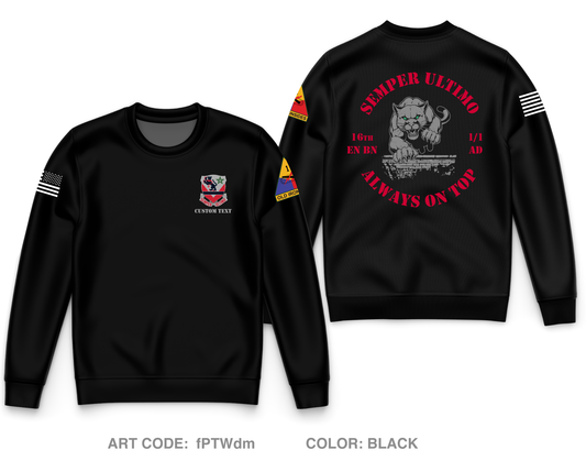 CUSTOM 16th Engineer Battalion, 1-1AD Core Men's Crewneck Performance Sweatshirt - fPTWdm