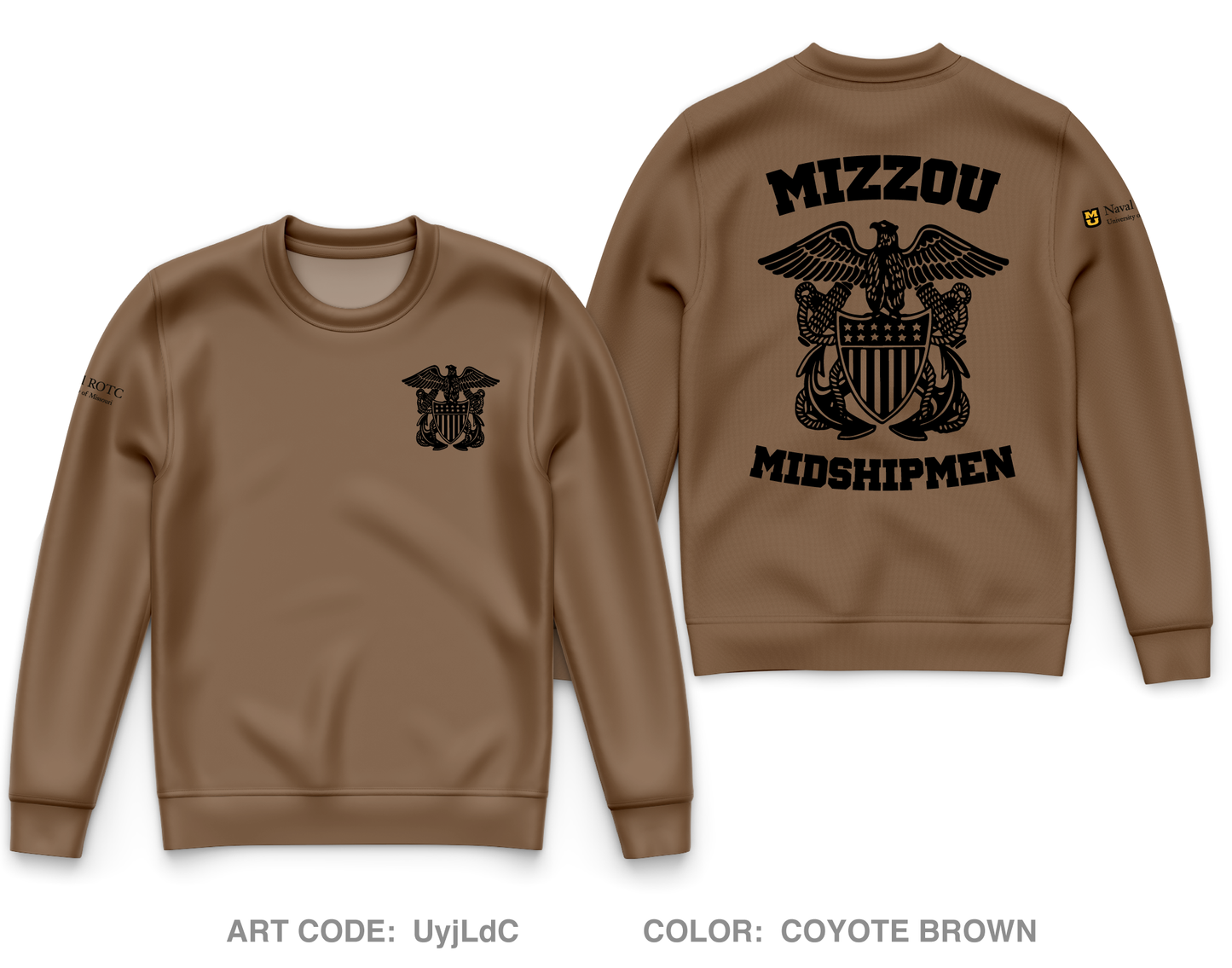 UNIVERISTY OF MISSOURI NAVAL ROTC Store 1 Core Men's Crewneck Performance Sweatshirt - UyjLdC