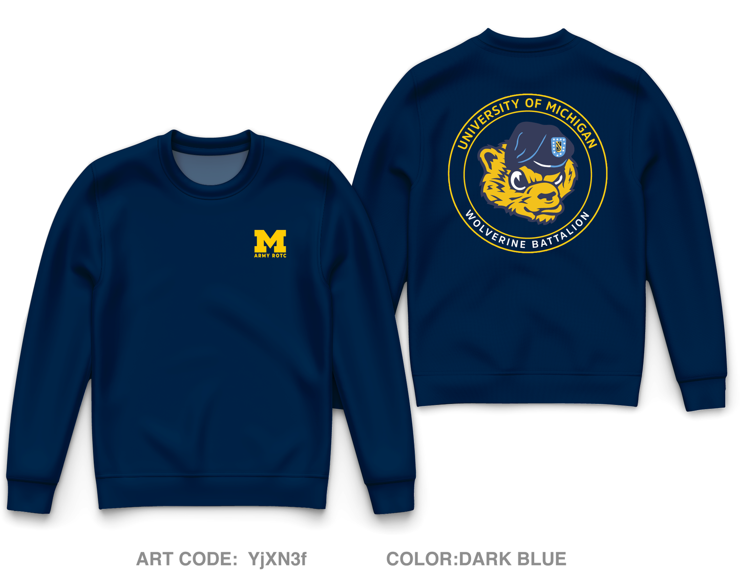 University of Michigan Army ROTC Core Men's Crewneck Performance Sweatshirt - YjXN3f