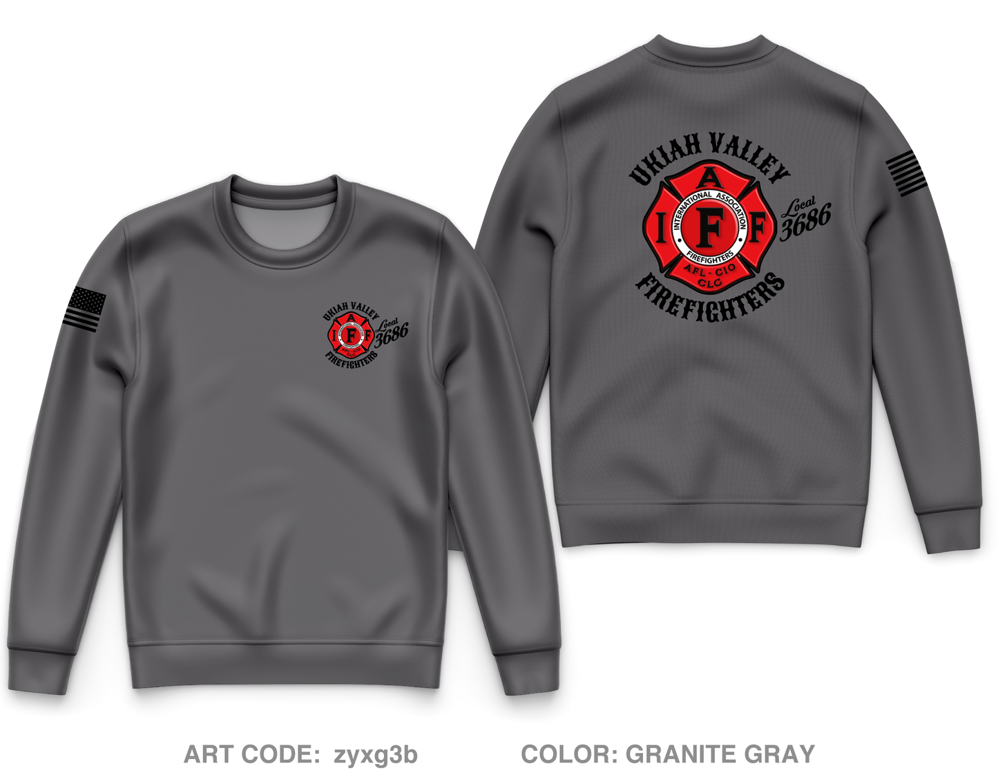 Ukiah Local 3686 Core Men's Crewneck Performance Sweatshirt - zyxg3b