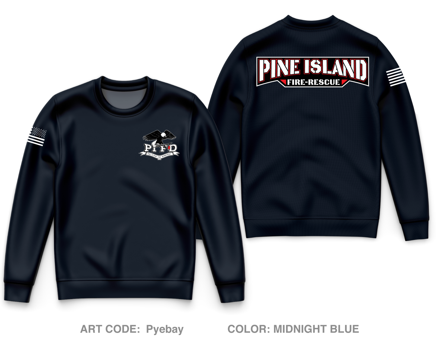 Pine Island Fire Department Core Men's Crewneck Performance Sweatshirt - Pyebay