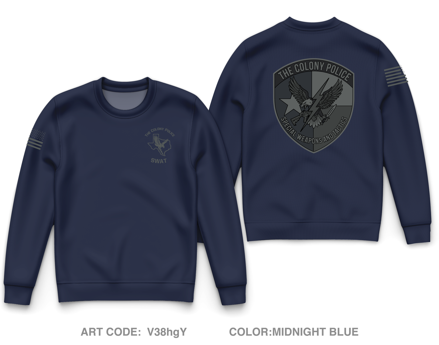 The Colony Police Department SWAT Core Men's Crewneck Performance Sweatshirt - V38hgY