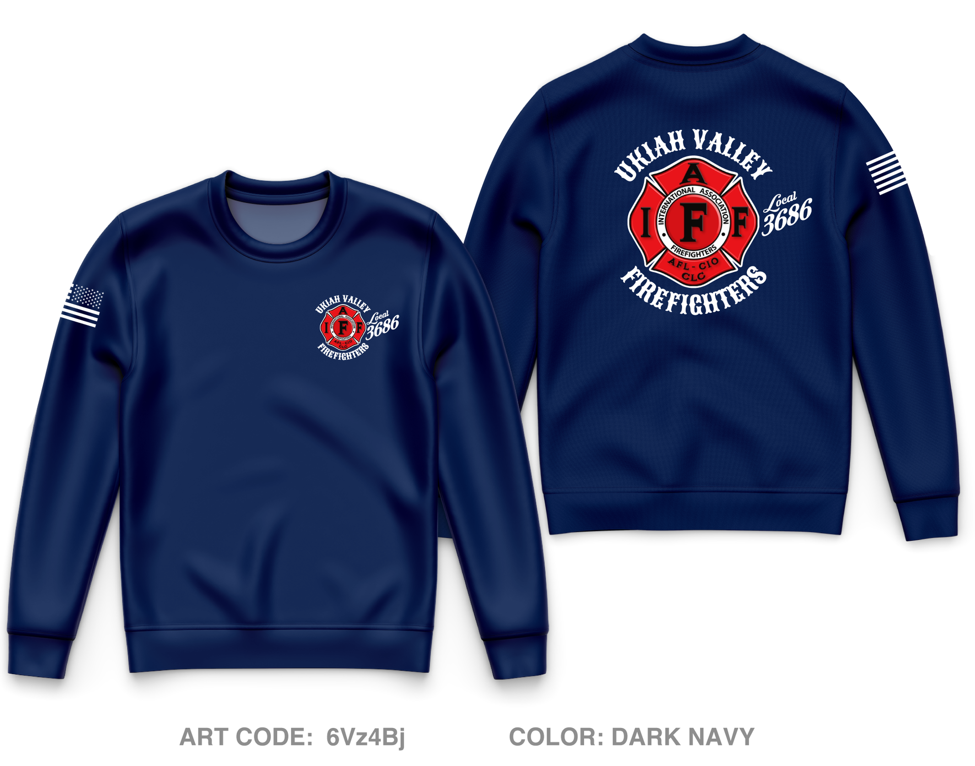 Ukiah Local 3686 Core Men's Crewneck Performance Sweatshirt