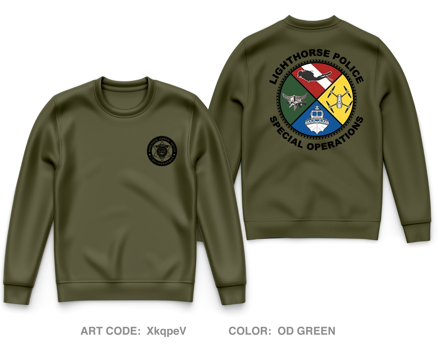 Muscogee (Creek) Nation Lighthorse Police Core Men's Crewneck Performance Sweatshirt - XkqpeV