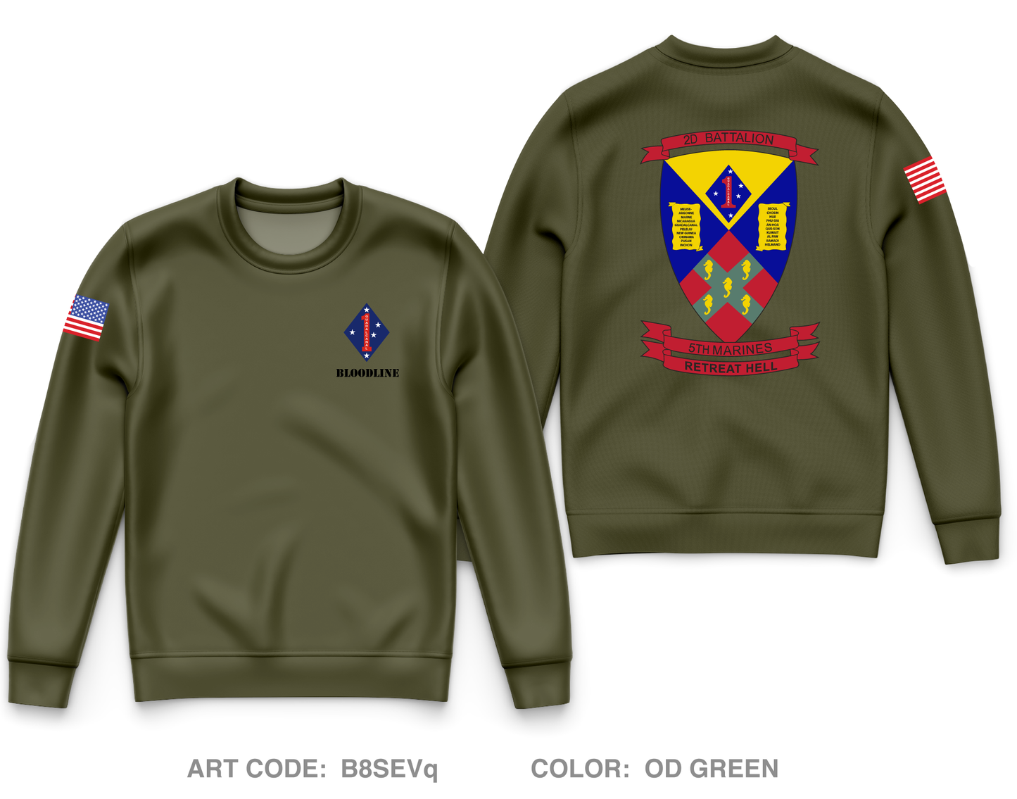 Infantry BN, 2nd Bn 5th Marines Core Men's Crewneck Performance Sweatshirt - B8SEVq