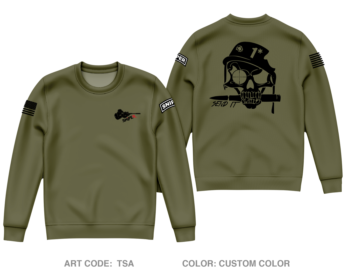 Sniper Team Store 1 Core Men's Crewneck Performance Sweatshirt - TSa