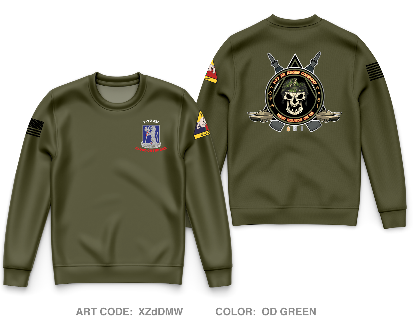 Anger Co, 1-77 AR - Unit Gear Core Men's Crewneck Performance Sweatshirt - XZdDMW
