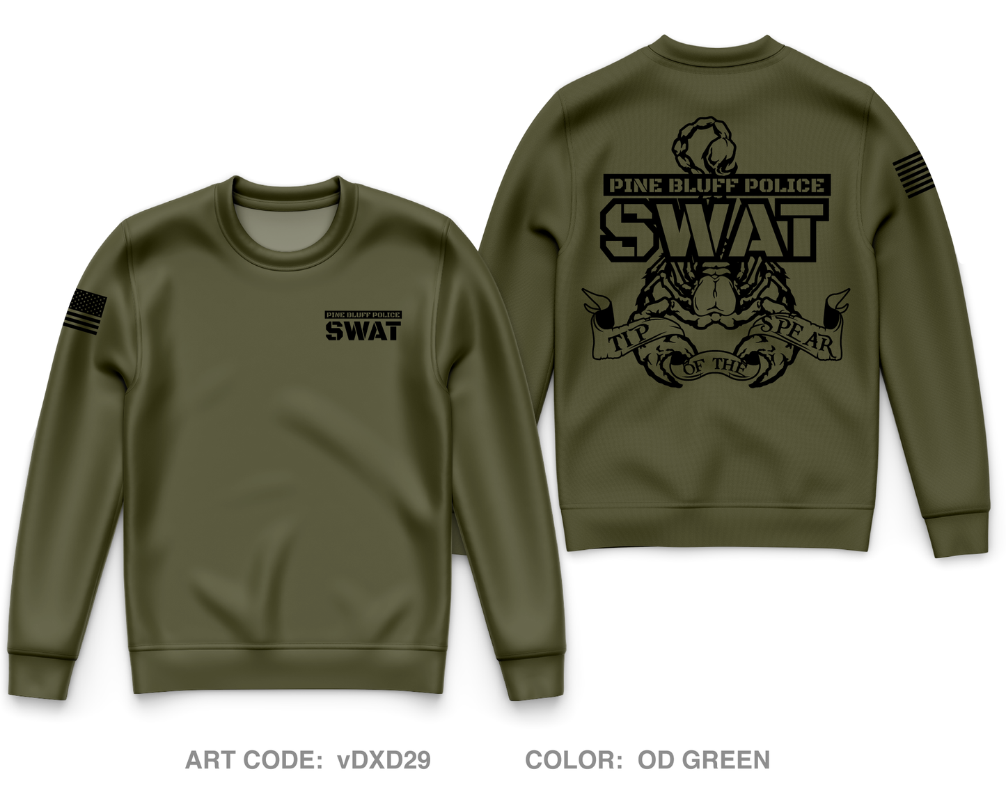 Pine Bluff Police SWAT Core Men's Crewneck Performance Sweatshirt - vDXD29