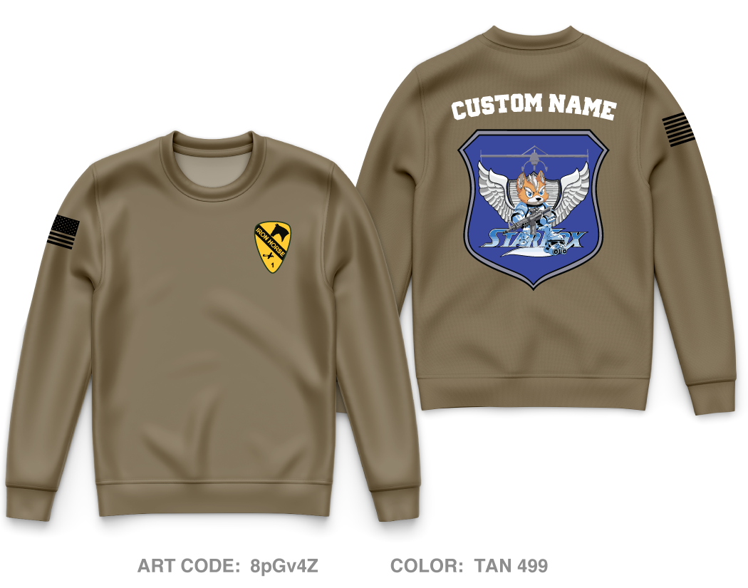 CUSTOM 1 Cav 91st BEB Starfox Core Men's Crewneck Performance Sweatshirt - 8pGv4Z