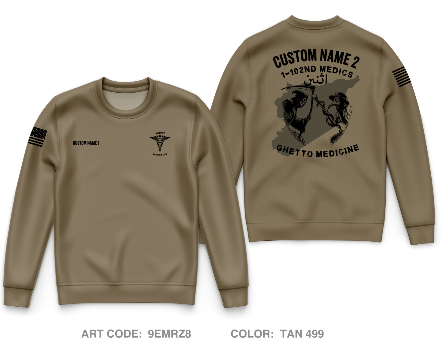 CUSTOM HHT 1-102ND CAV MEDICAL SECTION Core Men's Crewneck Performance Sweatshirt - 9EMRZ8