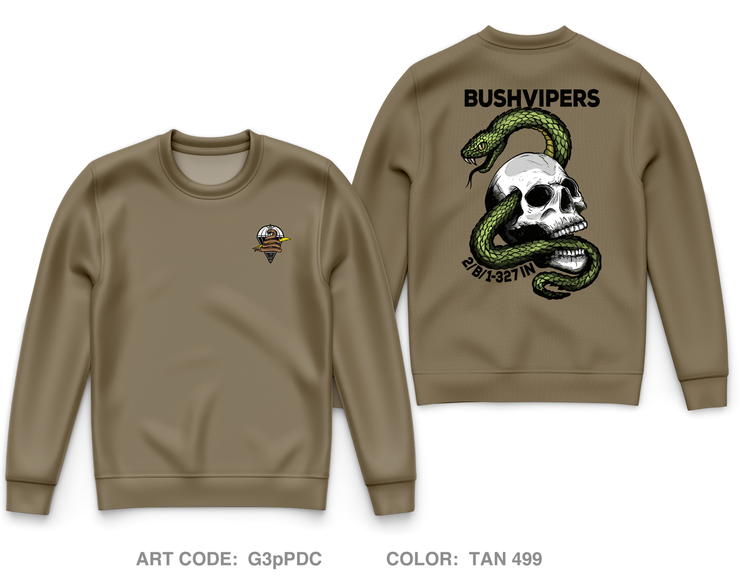2nd PLT Bushvipers Core Men's Crewneck Performance Sweatshirt - G3pPDC