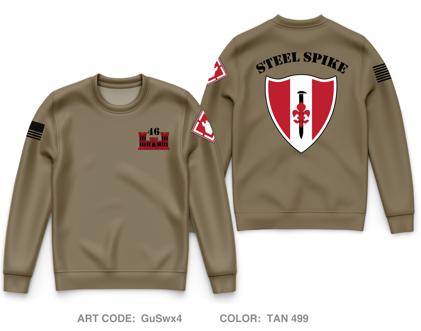 46th Engineers Core Men's Crewneck Performance Sweatshirt - GuSwx4