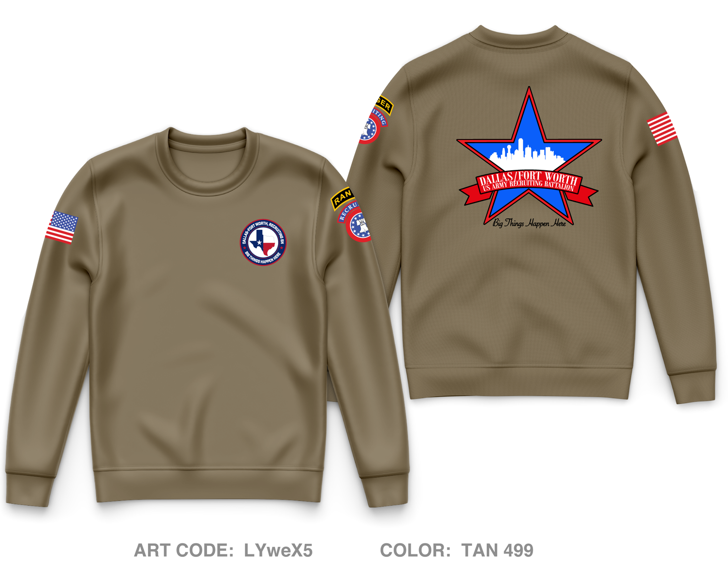 Dallas Fort Worth Recruiting Battalion Core Men's Crewneck Performance Sweatshirt - LYweX5