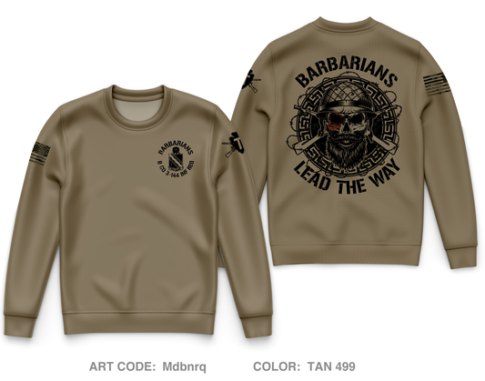 Barbarians / B Co 3-144 INF REG Core Men's Crewneck Performance Sweatshirt - Mdbnrq