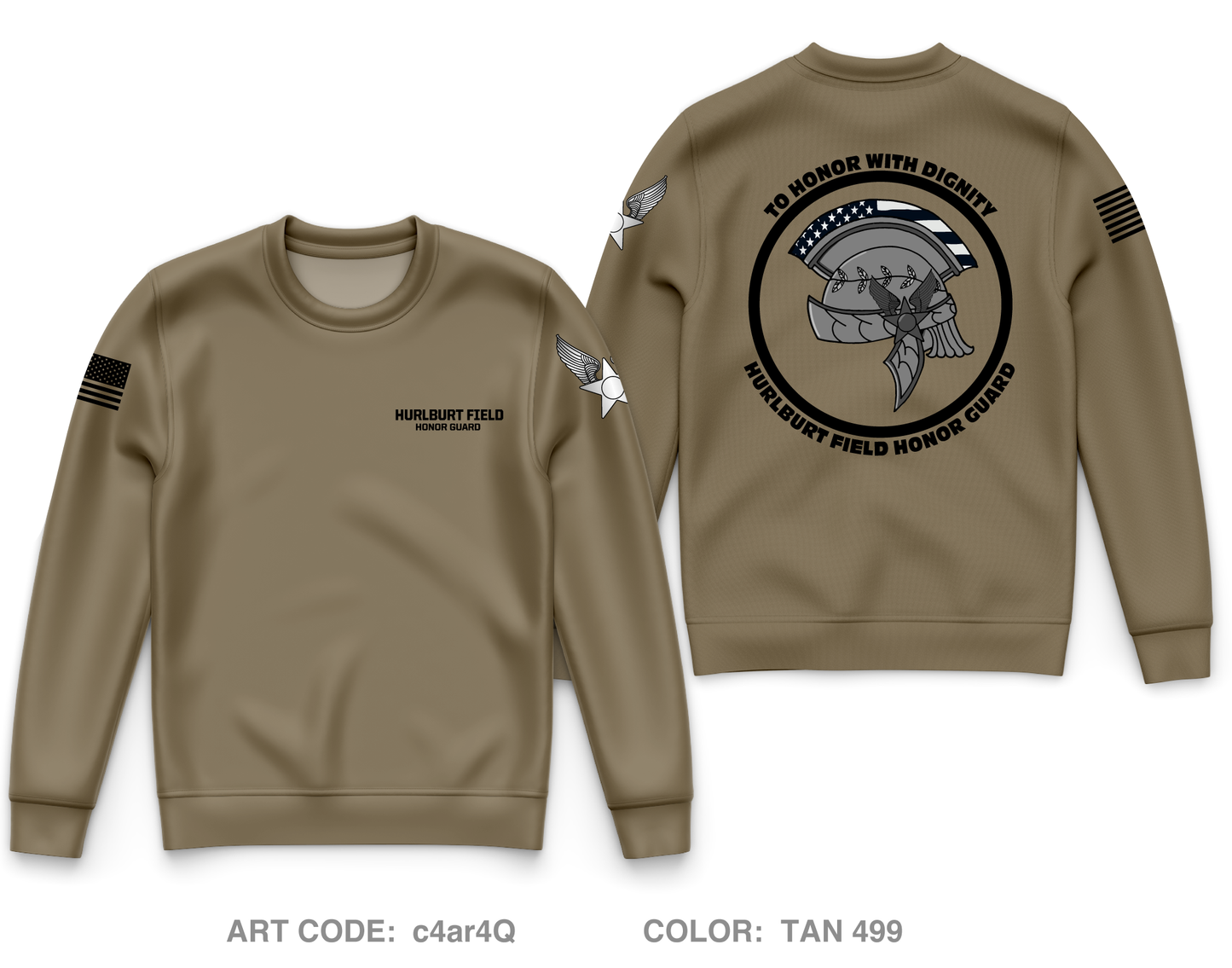 Hurlburt Field Honor Guard Core Men's Crewneck Performance Sweatshirt - c4ar4Q