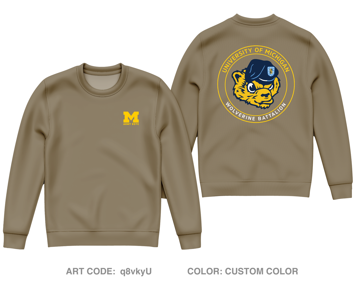 University of Michigan Army ROTC Core Men's Crewneck Performance Sweatshirt - q8vkyU