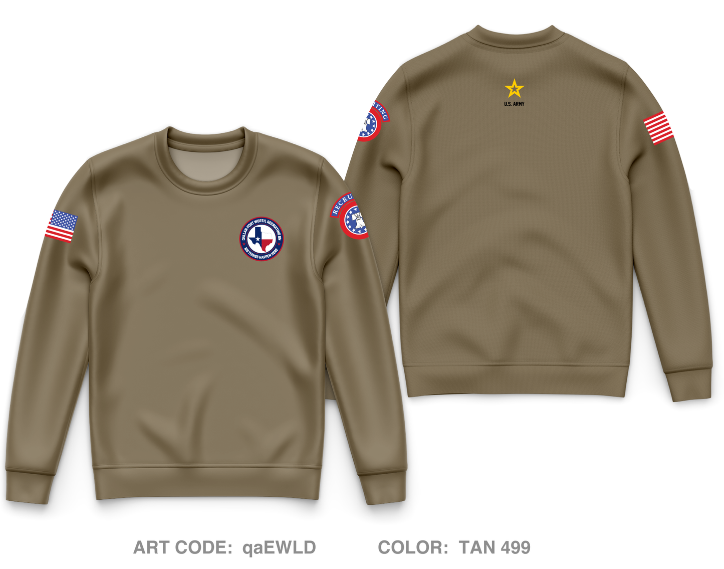 Dallas Fort Worth Recruiting Battalion Core Men's Crewneck Performance Sweatshirt - qaEWLD