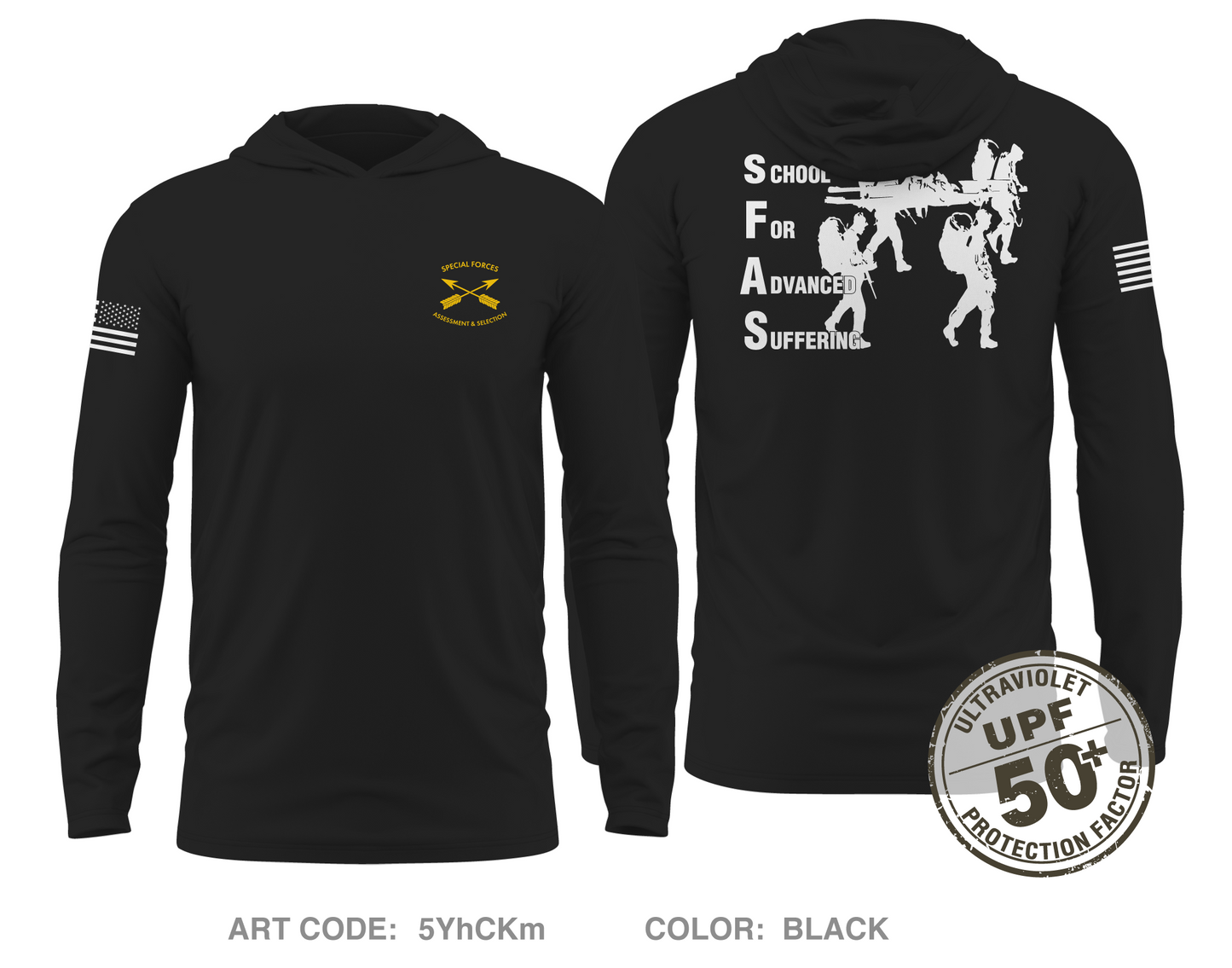 SFAS Store 1 Core Men's UPF 50+ Hooded Performance LS Tee - 5YhCKm