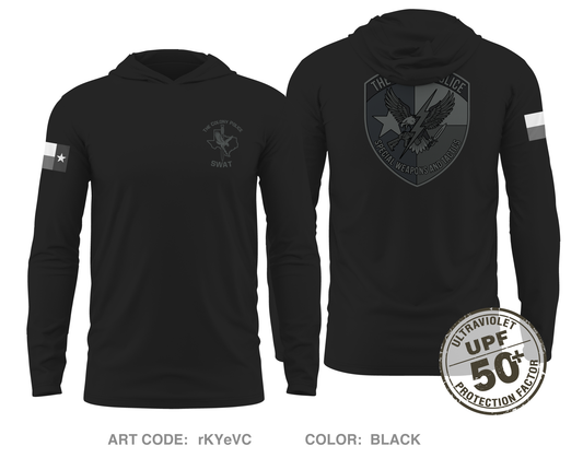 The Colony Police Department SWAT Core Men's UPF 50+ Hooded Performance LS Tee - 9wXCCg