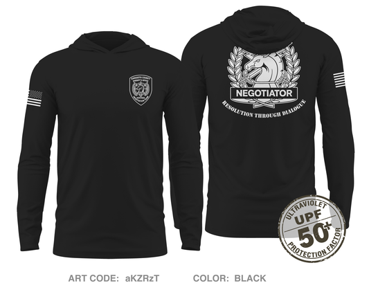 Sarasota County Hostage Negotiations Team Core Men's UPF 50+ Hooded Performance LS Tee - aKZRzT