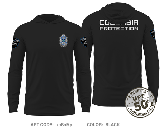 Columbia Protection Security Services Core Men's UPF 50+ Hooded Performance LS Tee - xcSnMp