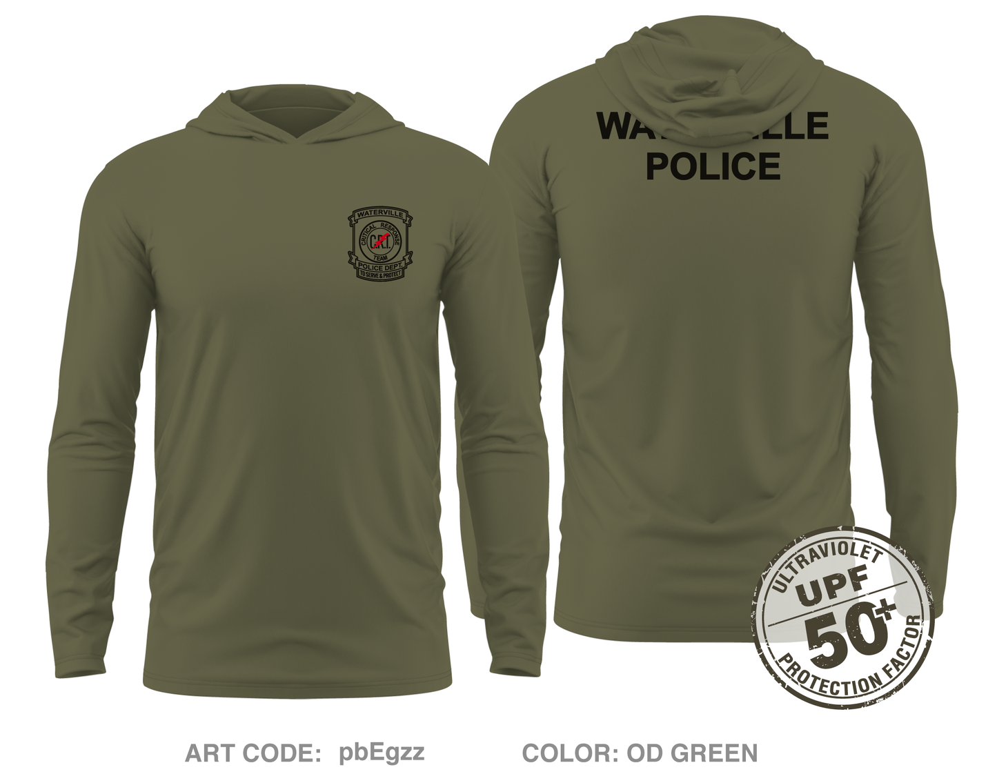 Waterville police Core Men's UPF 50+ Hooded Performance LS Tee - pbEgzz