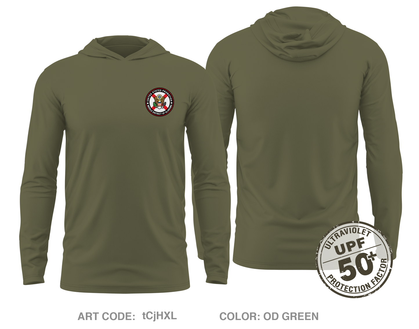 U.S. Probation Core Men's UPF 50+ Hooded Performance LS Tee - tCjHXL