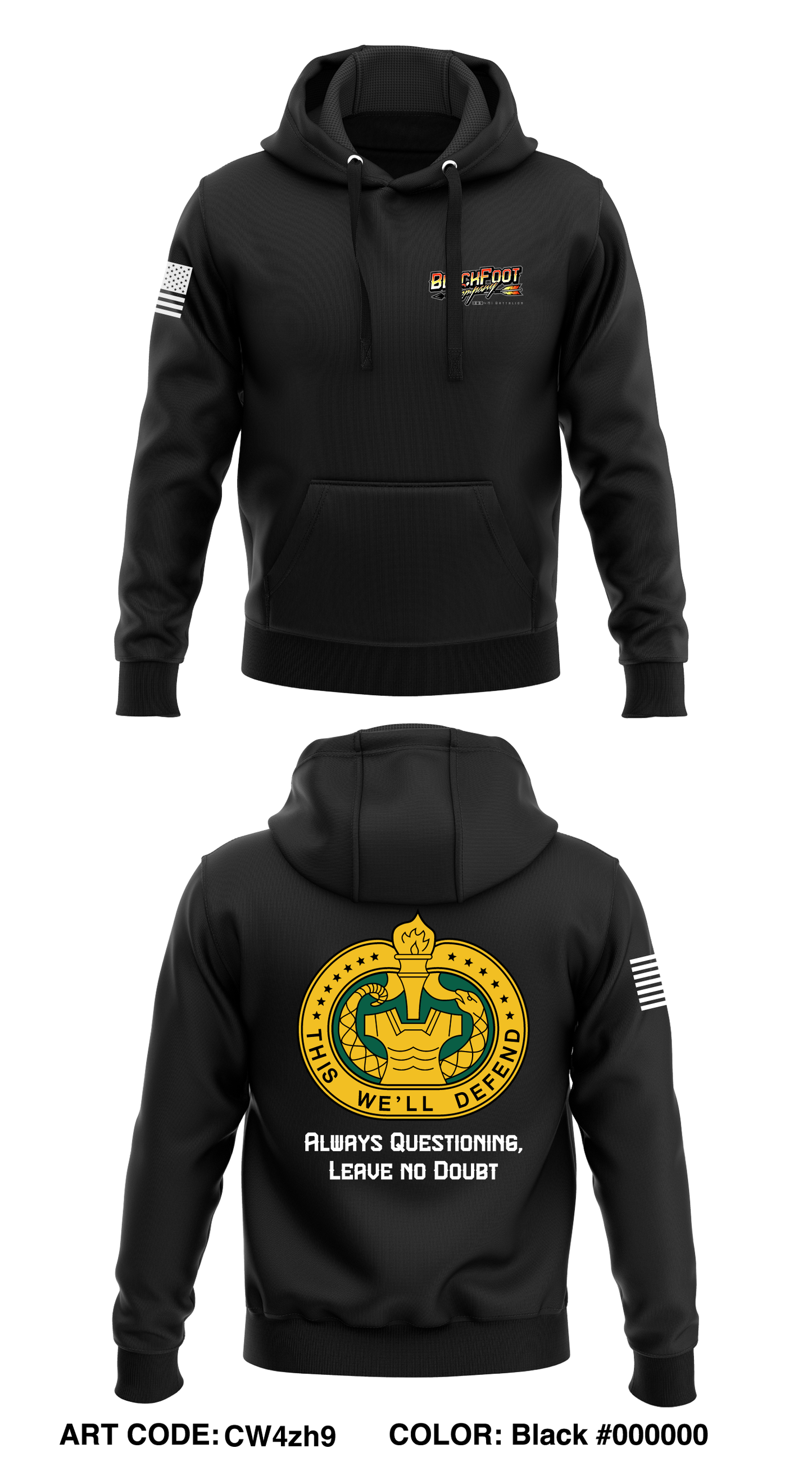 B Co 309th MI BN DS Core Men's Hooded Performance Sweatshirt - CW4zh9