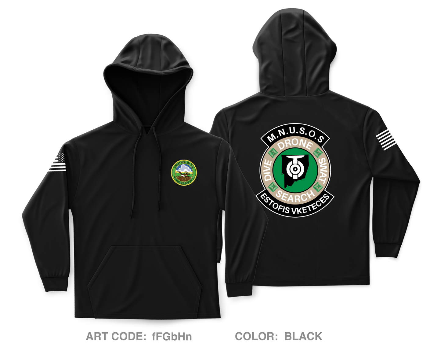 Muscogee Nation UAV Special Operation Squadron Core Men's Hooded Performance Sweatshirt - fFGbHn