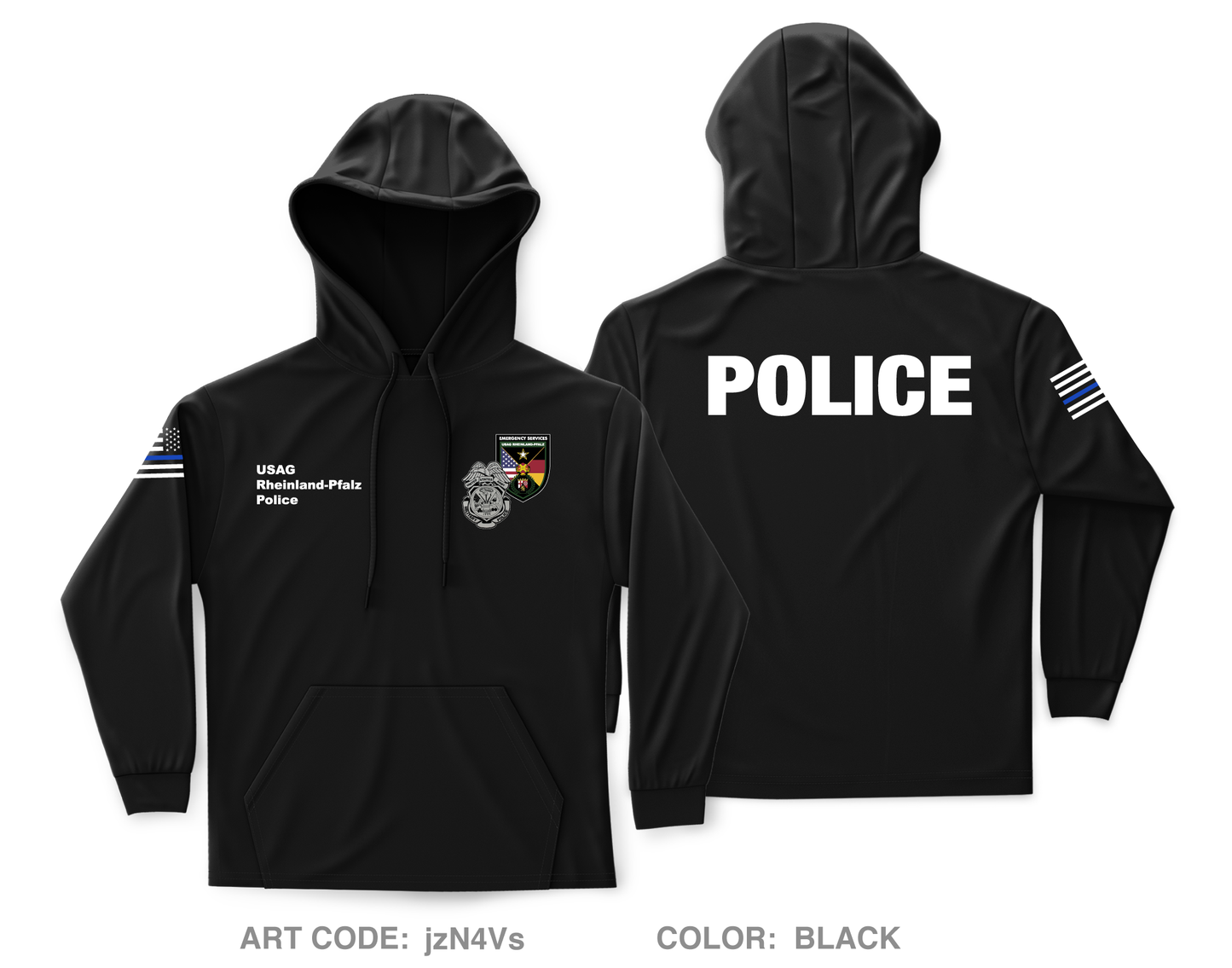 USAG Rheinland Pfalz Police Core Men's Hooded Performance Sweatshirt - jzN4Vs