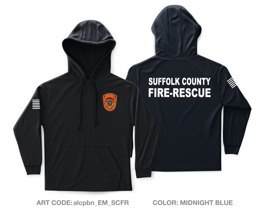 Suffolk County, NY- Department of Fire-Rescue and Emergency Services Core Men's Hooded Performance Sweatshirt - alcpbn_EM_SCFR